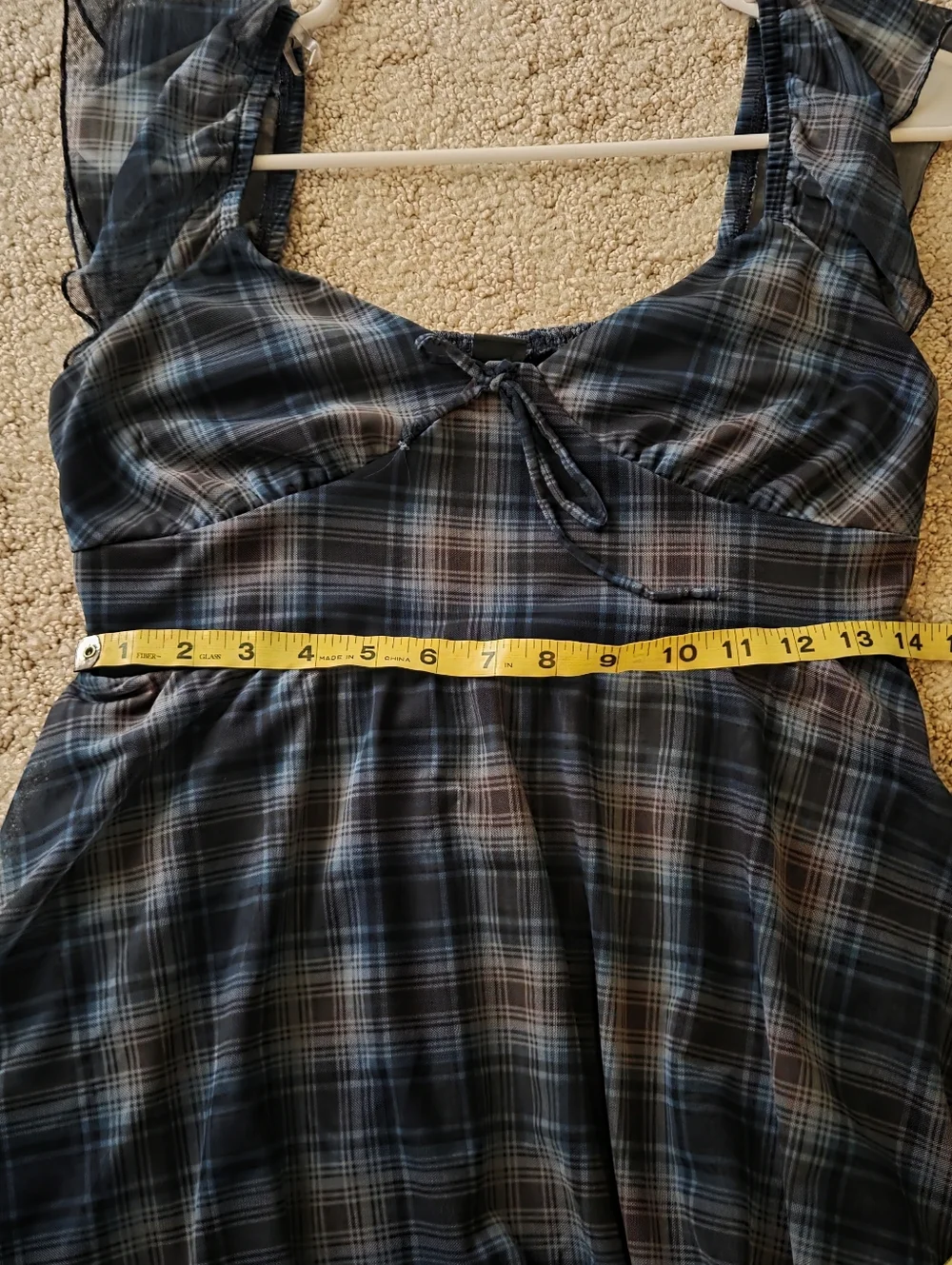 Wild fable Teal Plaid Mini Dress with Flutter Sleeves - Picture 5 of 6